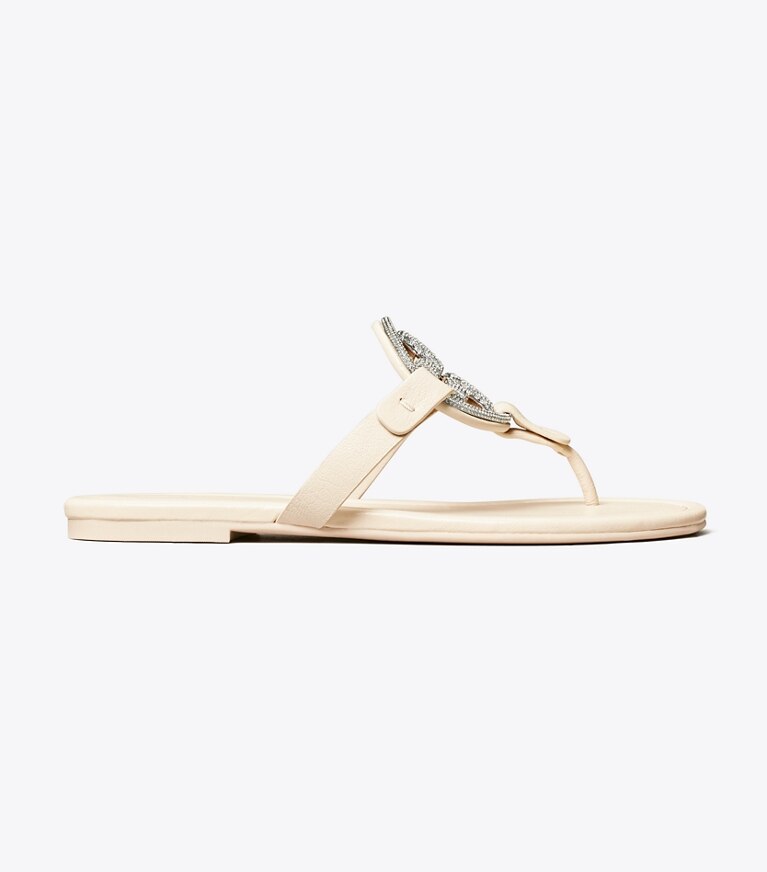 Tory Burch diseñador sandalias Sandalias Miller con pavé en New Cream lateral