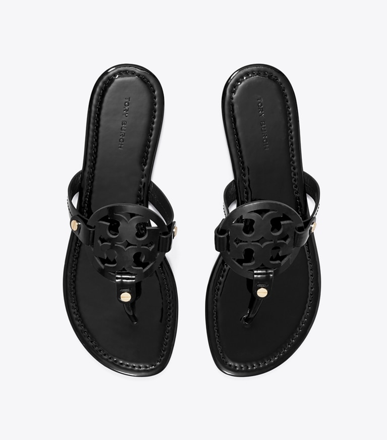 Tory Burch diseñador sandalias Sandalias Miller de charol en Perfect Black desde arriba