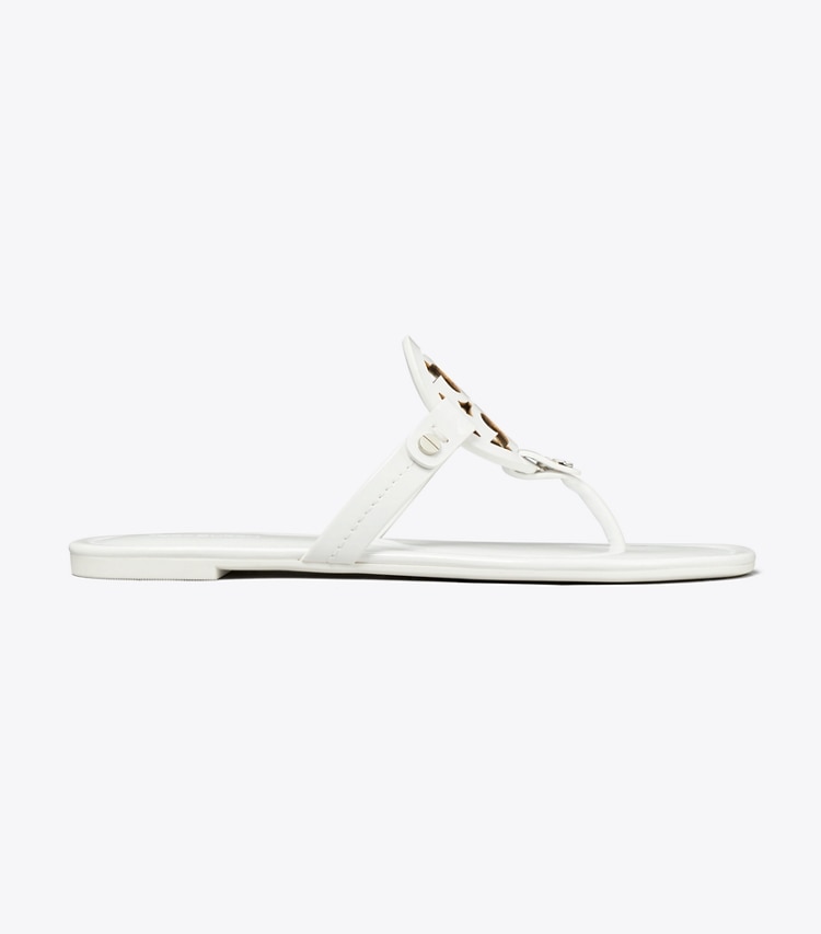 Tory Burch diseñador sandalias Sandalias Miller de charol en Optic White lateral