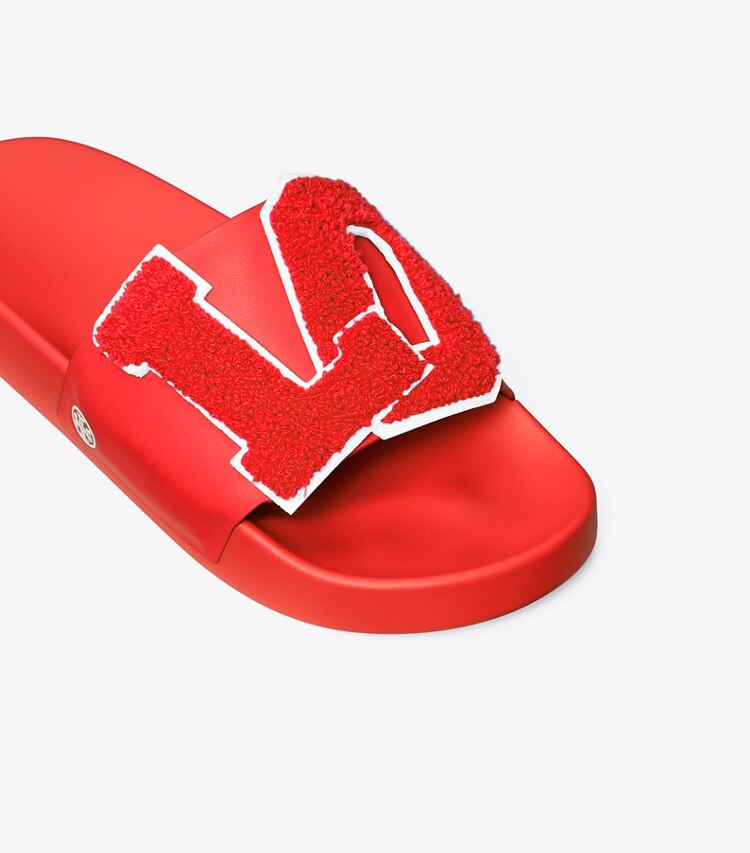 Tory Sport diseñador sandalias Sandalias slide Love en Red / Red / SNOW WHITE detalle