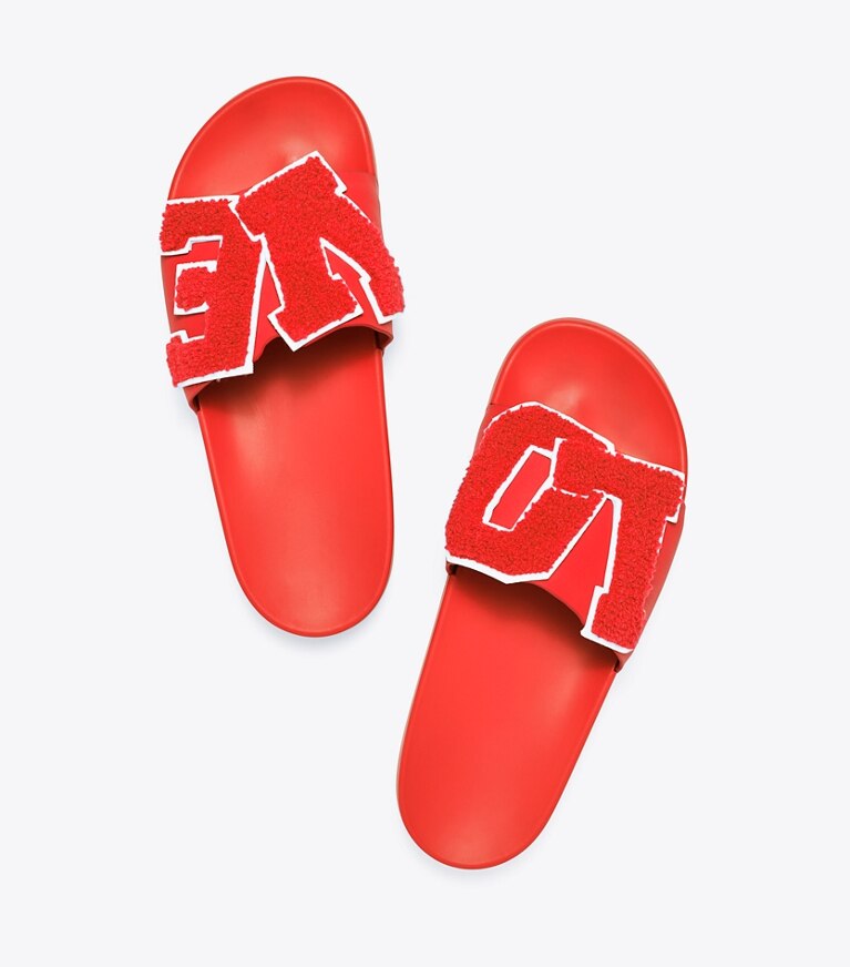 Tory Sport diseñador sandalias Sandalias slide Love en Red / Red / SNOW WHITE vista superior
