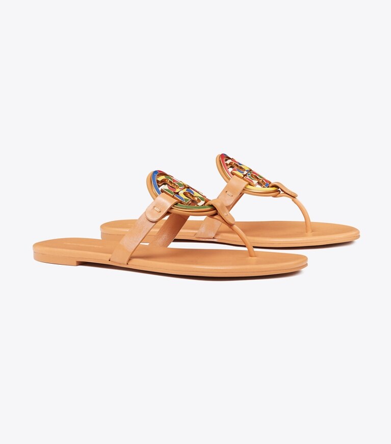 Tory Burch diseñador sandalias Sandalias suaves con esmalte Miller en Multi / NATURAL VACHETTA ángulo
