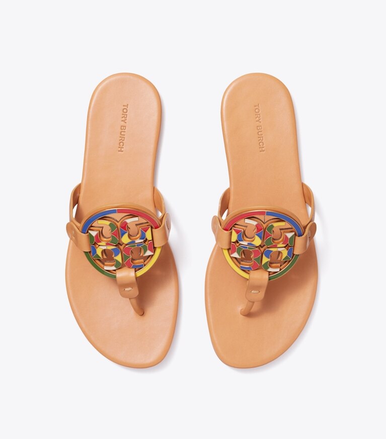 Tory Burch diseñador sandalias Sandalias suaves con esmalte Miller en Multi / NATURAL VACHETTA desde arriba