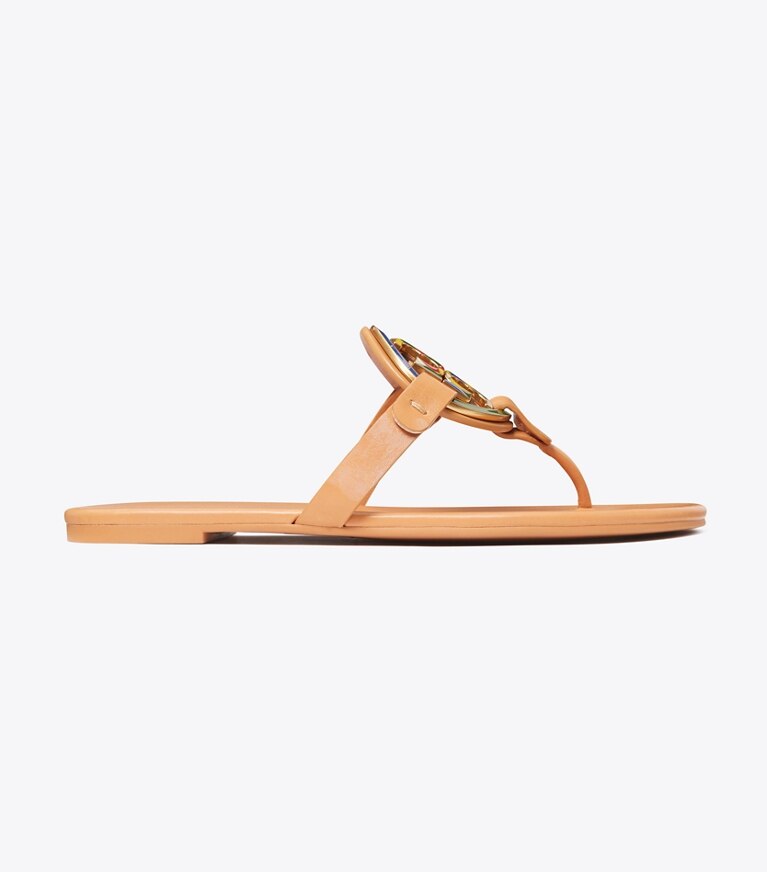 Tory Burch diseñador sandalias Sandalias suaves con esmalte Miller en Multi / NATURAL VACHETTA lateral