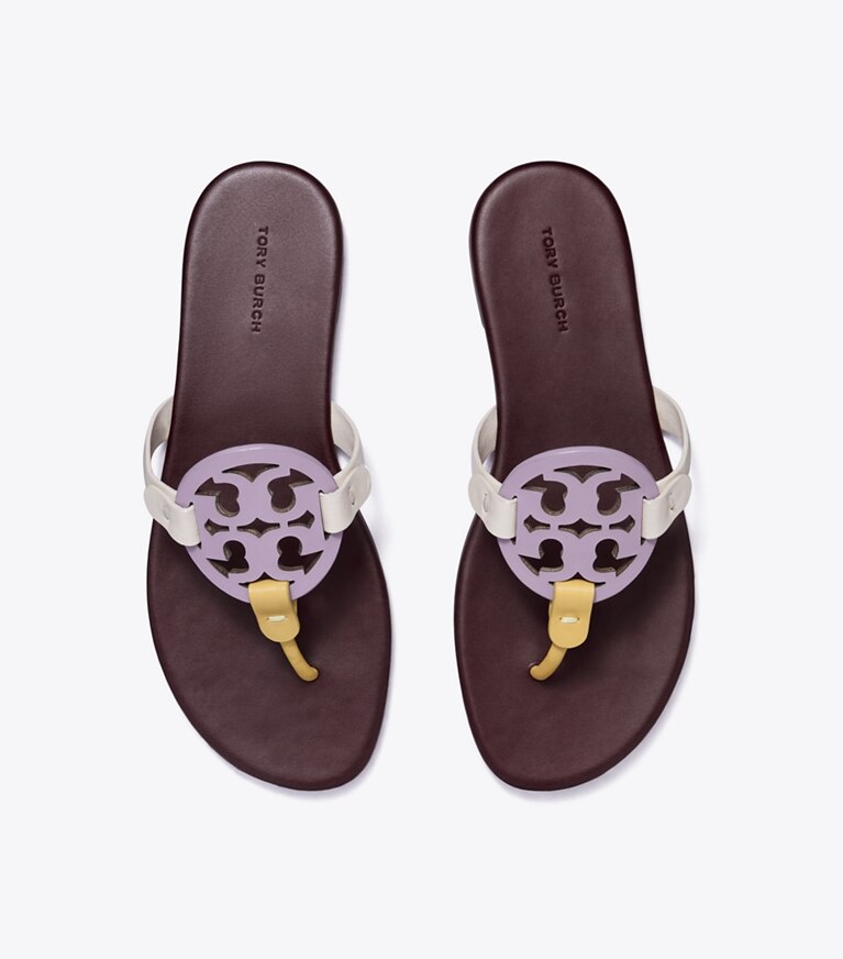 Tory Burch diseñador sandalias Sandalias suaves Miller en Lavender / CORNBREAD / PLUM desde arriba