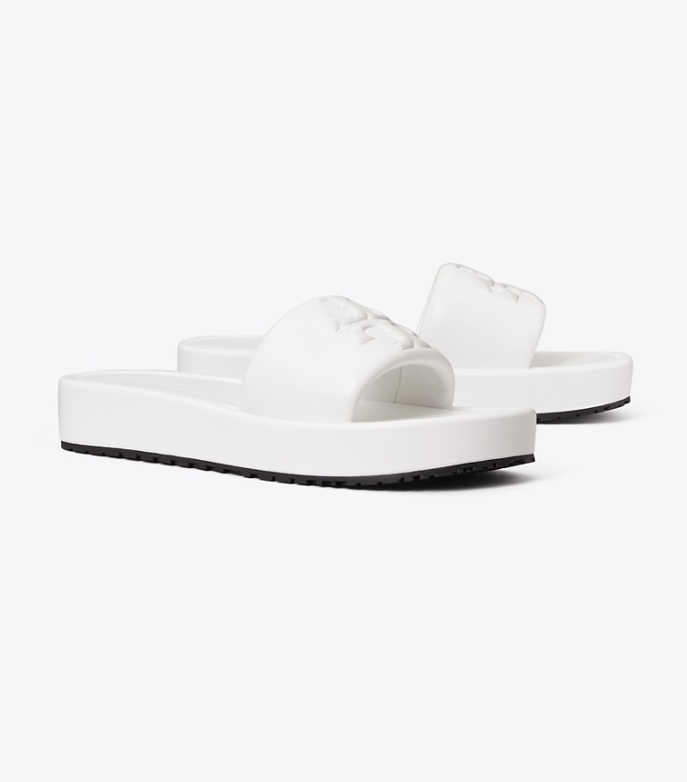 Tory Burch diseñador sandalias Sandalias tipo slide doble T Sport con plataforma en CIRRUS CLOUD ángulo