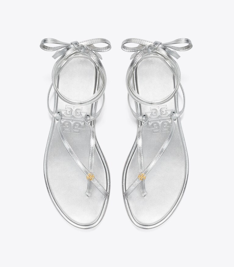 Tory Burch designer sandali Sandalo Capri con lacci alla caviglia in SILVER angle
