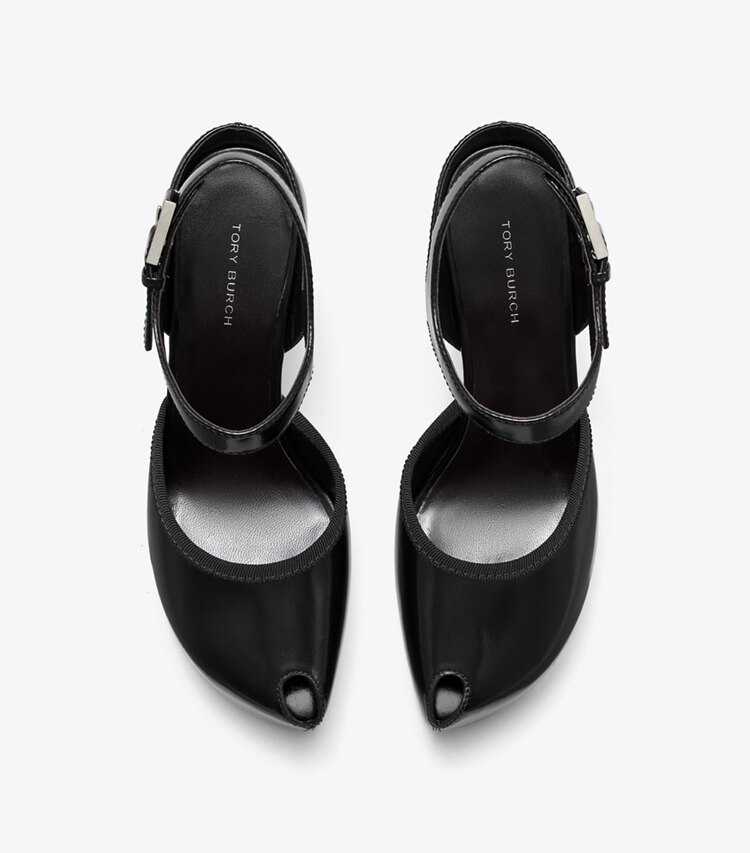 Tory Burch designer scarpe con tacco Sandalo con punta aperta e plateau in PERFECT BLACK superiore