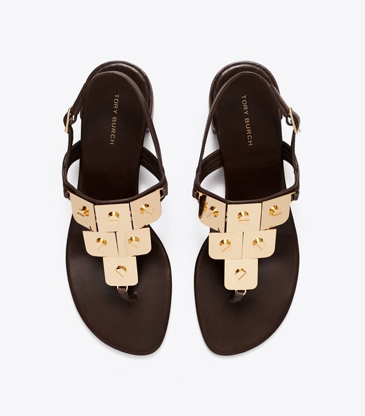 Tory Burch designer sandali Sandalo con tacco a vite multipla in DARK COCOA superiore