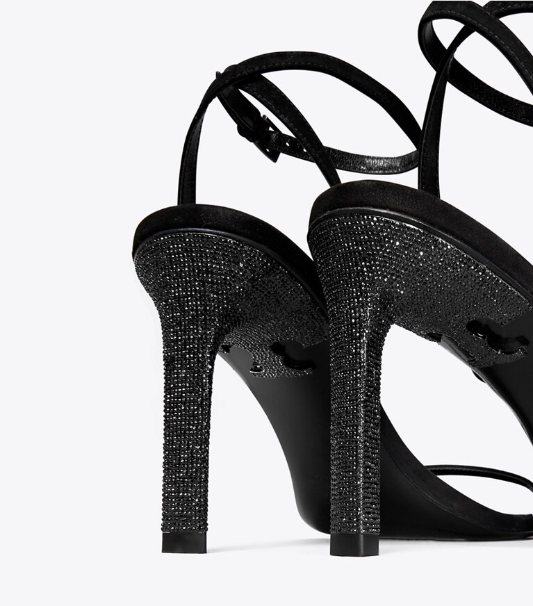 Tory Burch designer sandali Sandalo con tacco e pavé in PERFECT BLACK angle