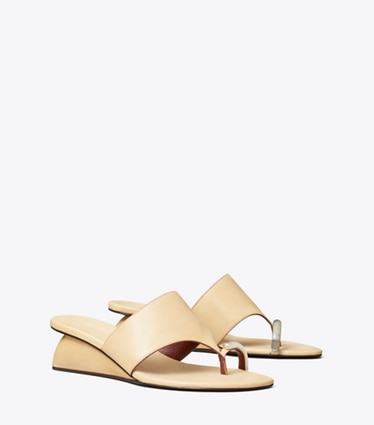 Tory Burch designer sandali Sandalo con zeppa Pierced in SMOKY TAN angle