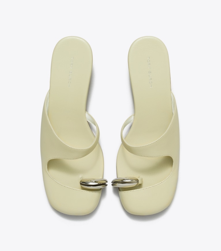 Tory Burch designer scarpe con tacco Sandalo con zeppa Pierced in KHAKI SAGE angle