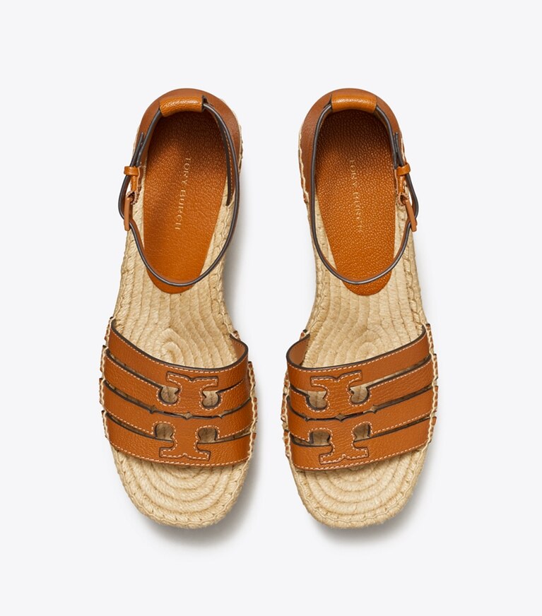 Tory Burch designer espadrillas Sandalo espadrillas Ines con zeppa e cinturini in BOURBON angle