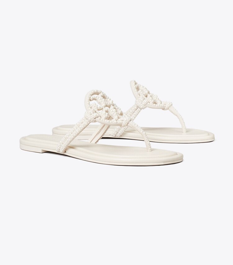 Tory Burch designer sandali Sandalo Miller annodato con perle in LIGHT CREAM angle