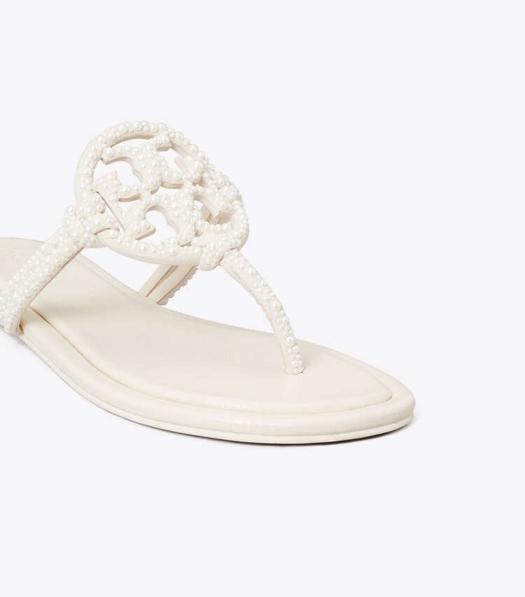 Tory Burch designer sandali Sandalo Miller annodato con perle in LIGHT CREAM dettaglio
