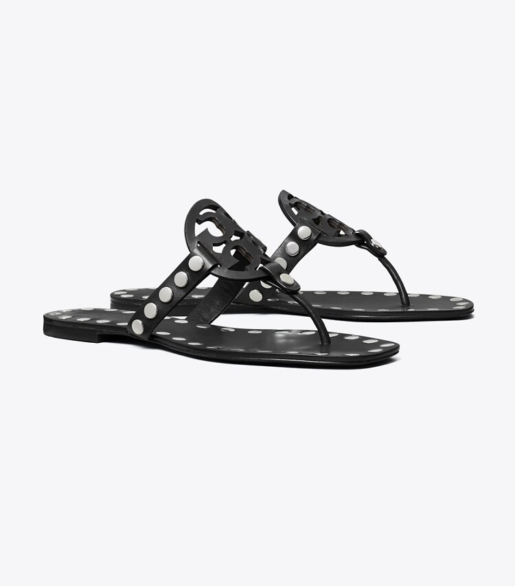 Tory Burch designer sandali Sandalo Miller borchiato in PERFECT BLACK / SILVER angle