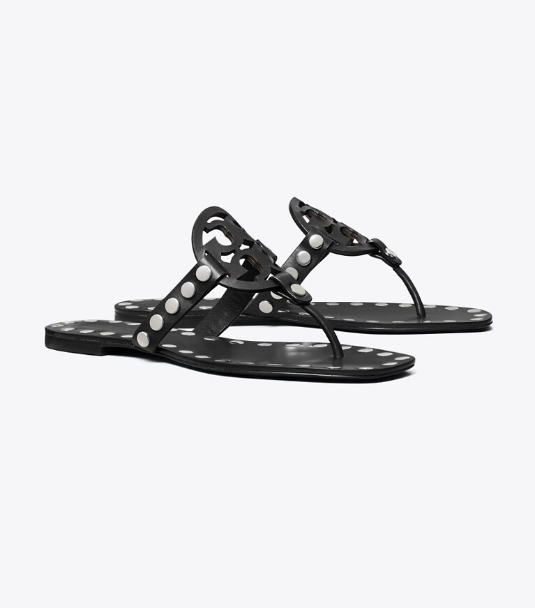 Tory Burch designer sandali Sandalo Miller borchiato in PERFECT BLACK / SILVER angle