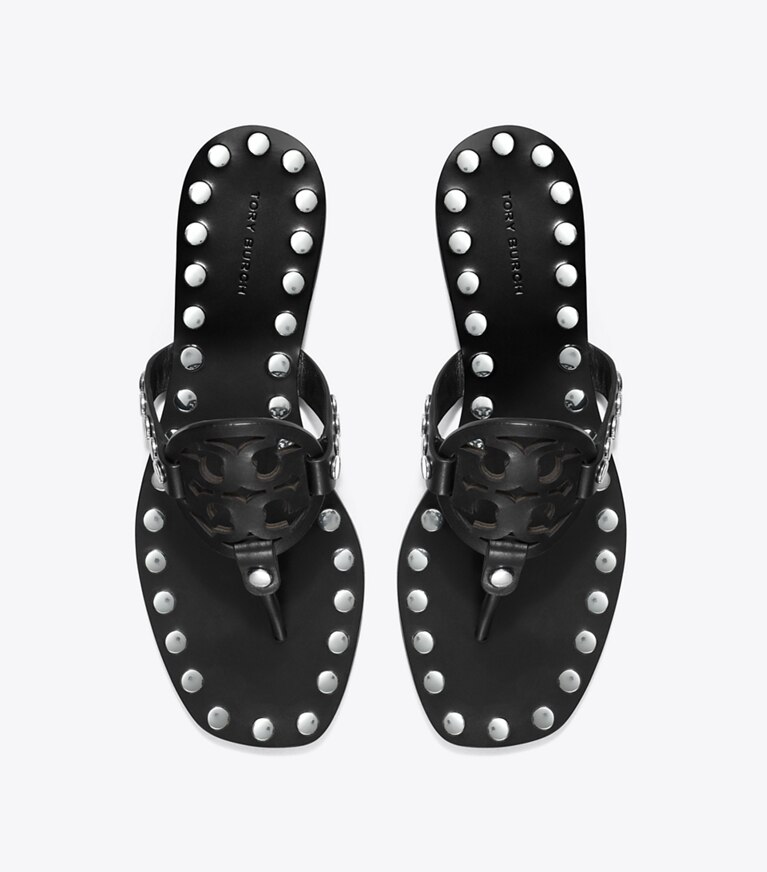 Tory Burch designer sandali Sandalo Miller borchiato in PERFECT BLACK / SILVER angle