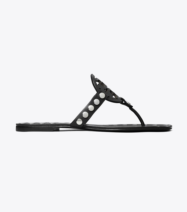 Tory Burch designer sandali Sandalo Miller borchiato in PERFECT BLACK / SILVER side