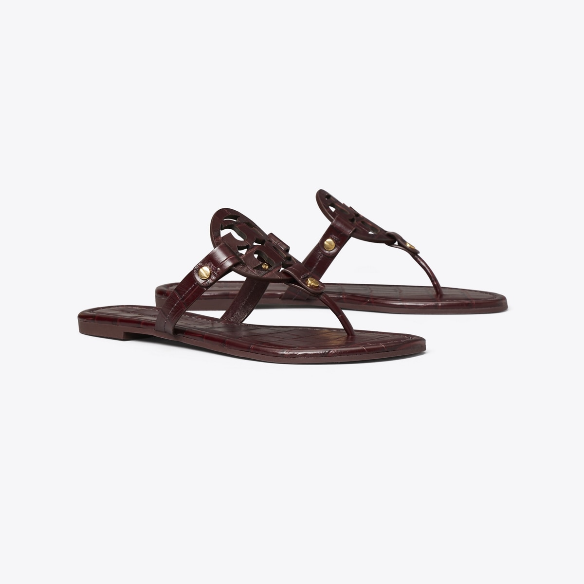 【関税&送料込】Tory Burch Infradito Miller In Pelle Sandalo Miller in pelle a rilievo effetto coccodrillo: Donna