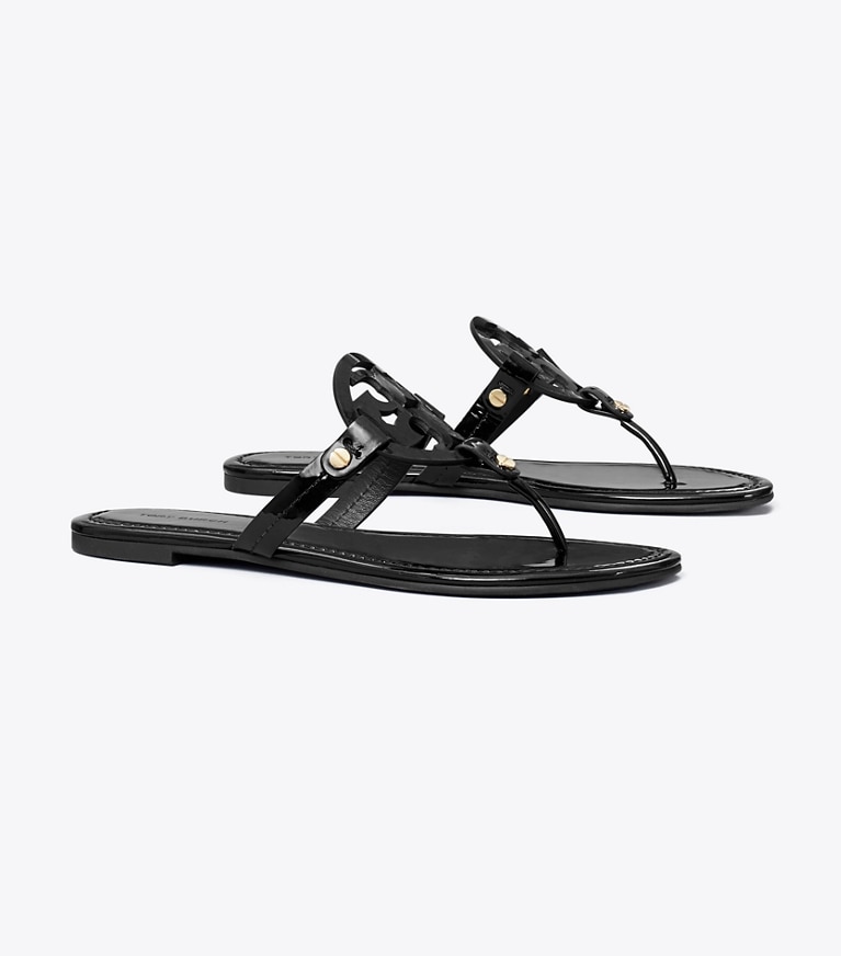 Tory Burch designer sandali Sandalo Miller in vernice in Perfect Black angle