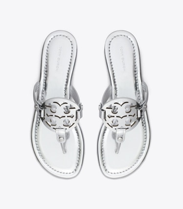 Tory Burch designer sandali Sandalo Miller metallizzato in PLATINUM superiore