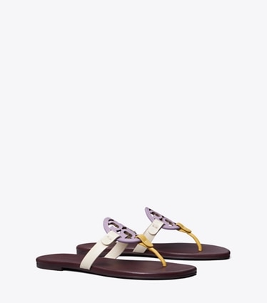 Tory Burch designer sandali Sandalo Miller Soft in pelle in Lavender / CORNBREAD / PLUM angle