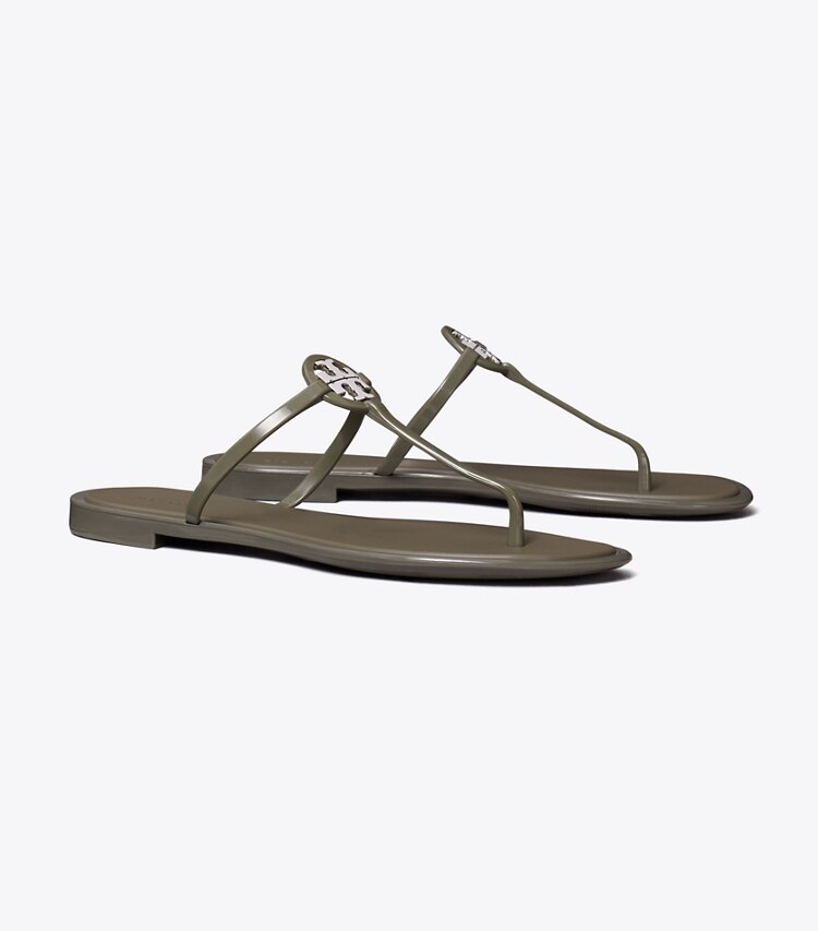Tory Burch designer sandali Sandalo Mini Miller Jelly in DARK OLIVE / SILVER angle