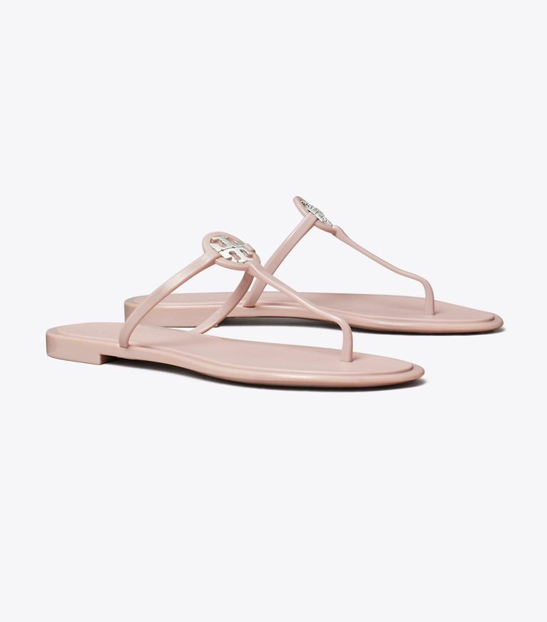 Tory Burch designer sandali Sandalo Mini Miller Jelly in PINK MEADOW / SILVER angle