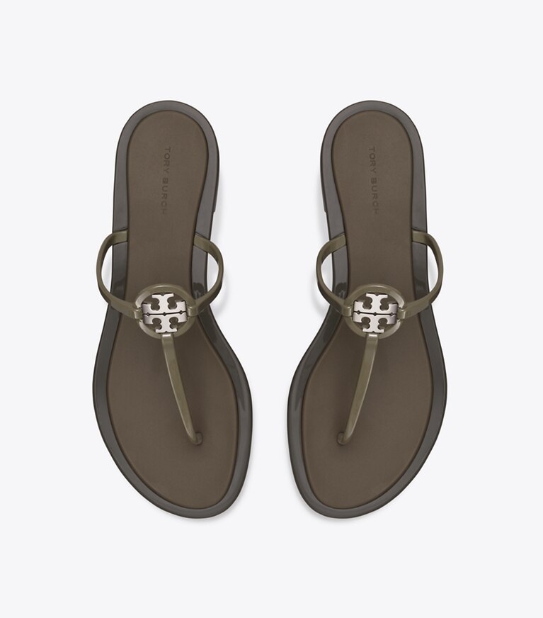 Tory Burch designer sandali Sandalo Mini Miller Jelly in DARK OLIVE / SILVER superiore