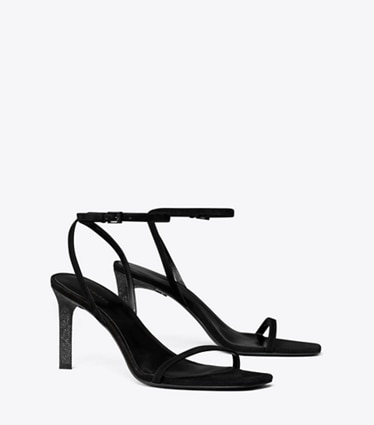Tory Burch designer sandali Sandalo Pavé con tacco in PERFECT BLACK angle