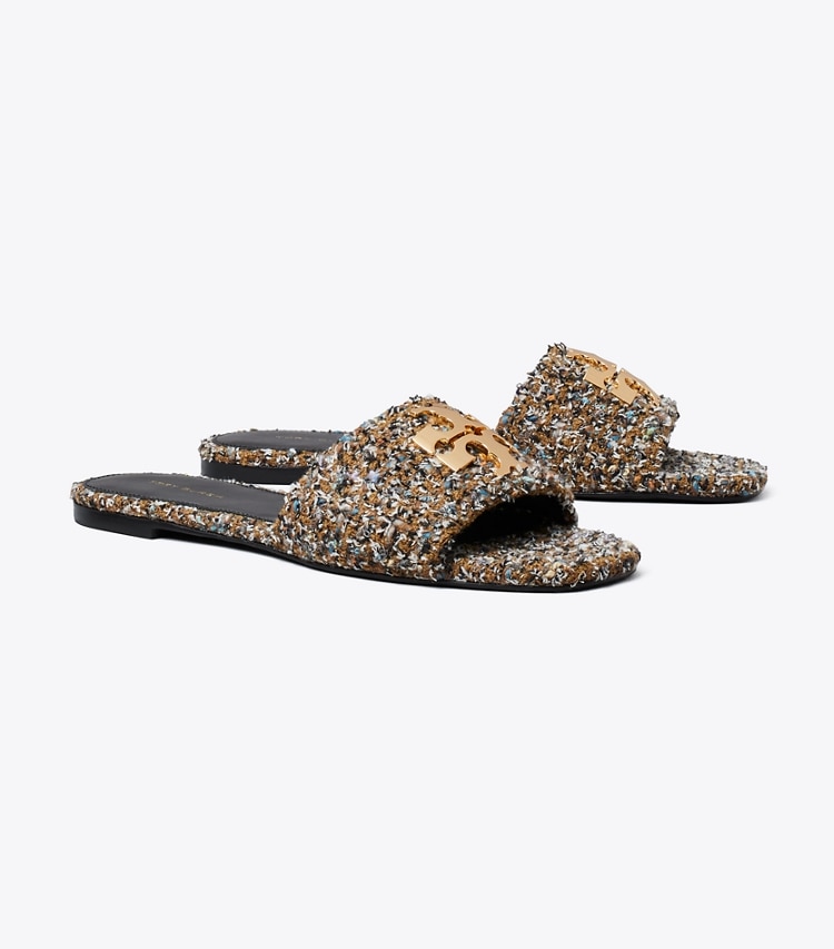 Tory Burch designer sandali Sandalo slider Charlie in BROWN MULTI / GOLD angle