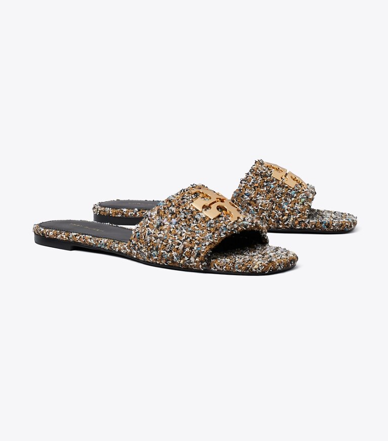 Tory Burch designer sandali Sandalo slider Charlie in BROWN MULTI / GOLD angle