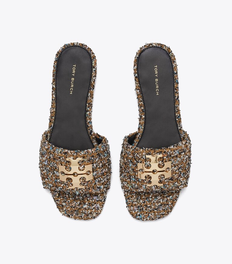 Tory Burch designer sandali Sandalo slider Charlie in BROWN MULTI / GOLD superiore