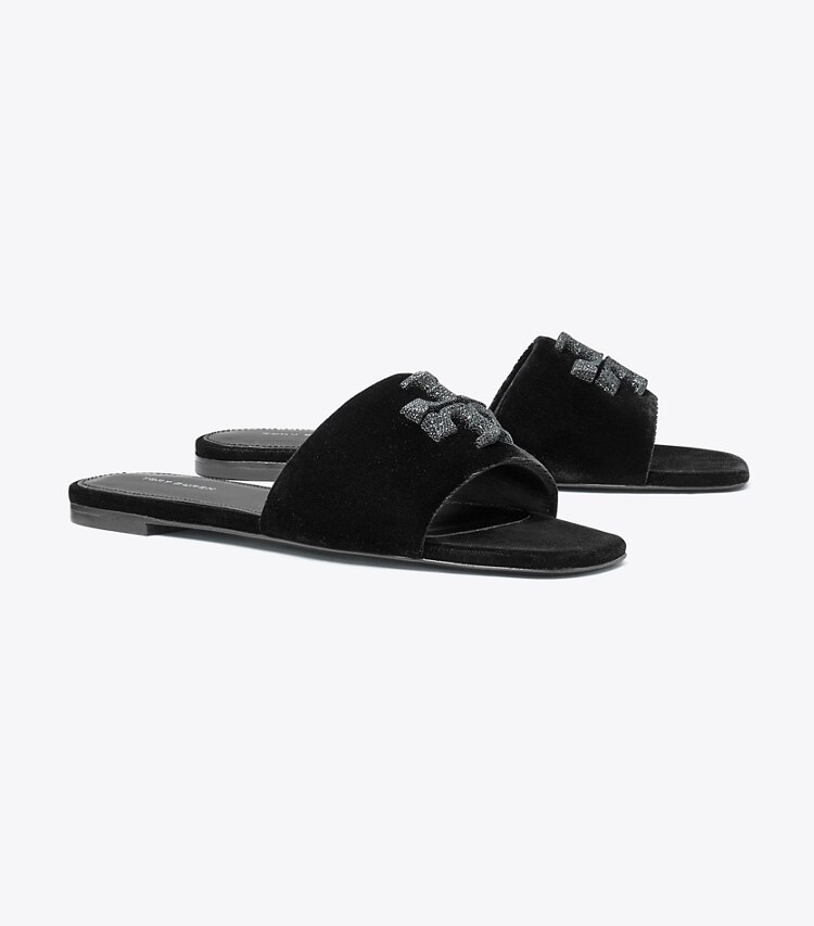 Tory Burch designer sandali Sandalo slider Eleanor con pavé in PERFECT BLACK angle
