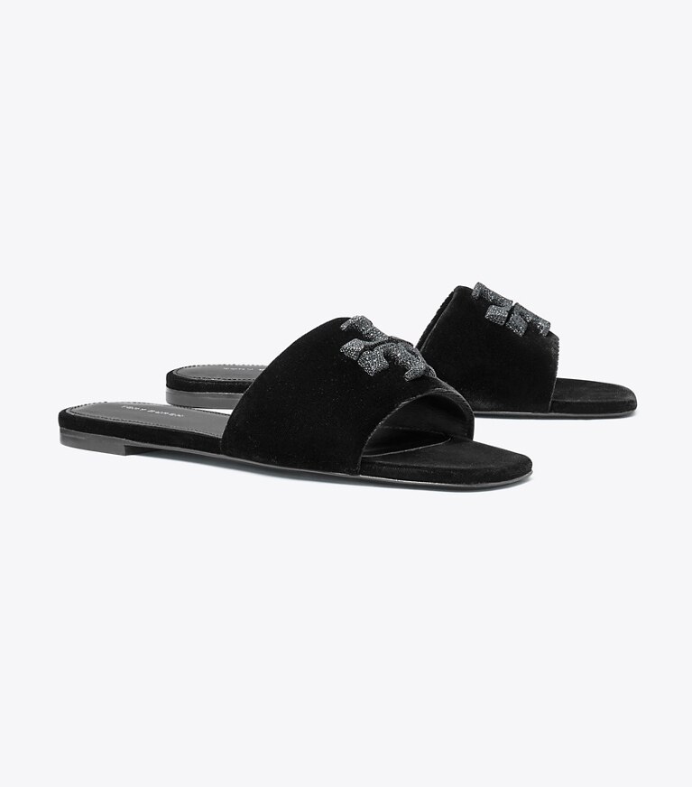 Tory Burch designer sandali Sandalo slider Eleanor con pavé in PERFECT BLACK angle