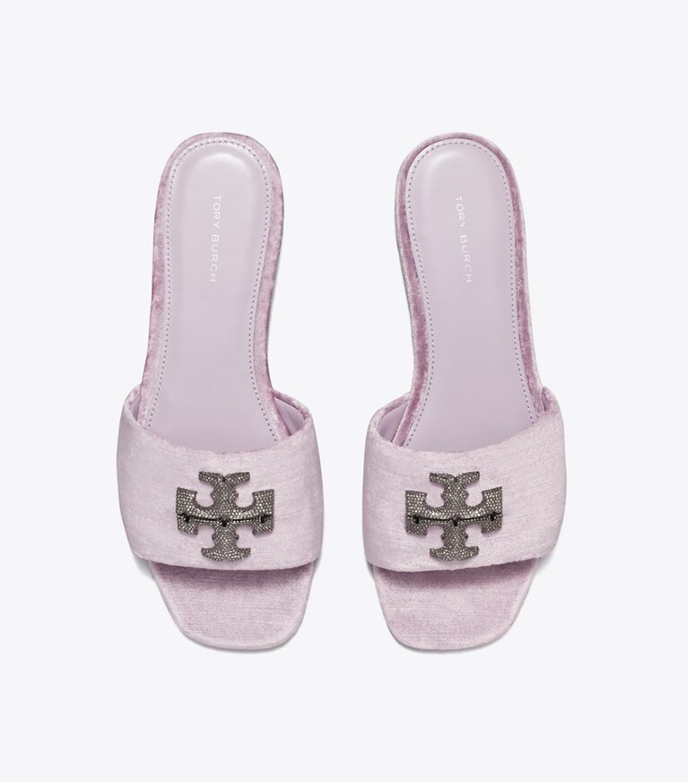 Tory Burch designer sandali Sandalo slider Eleanor con pavé in LILAC angle