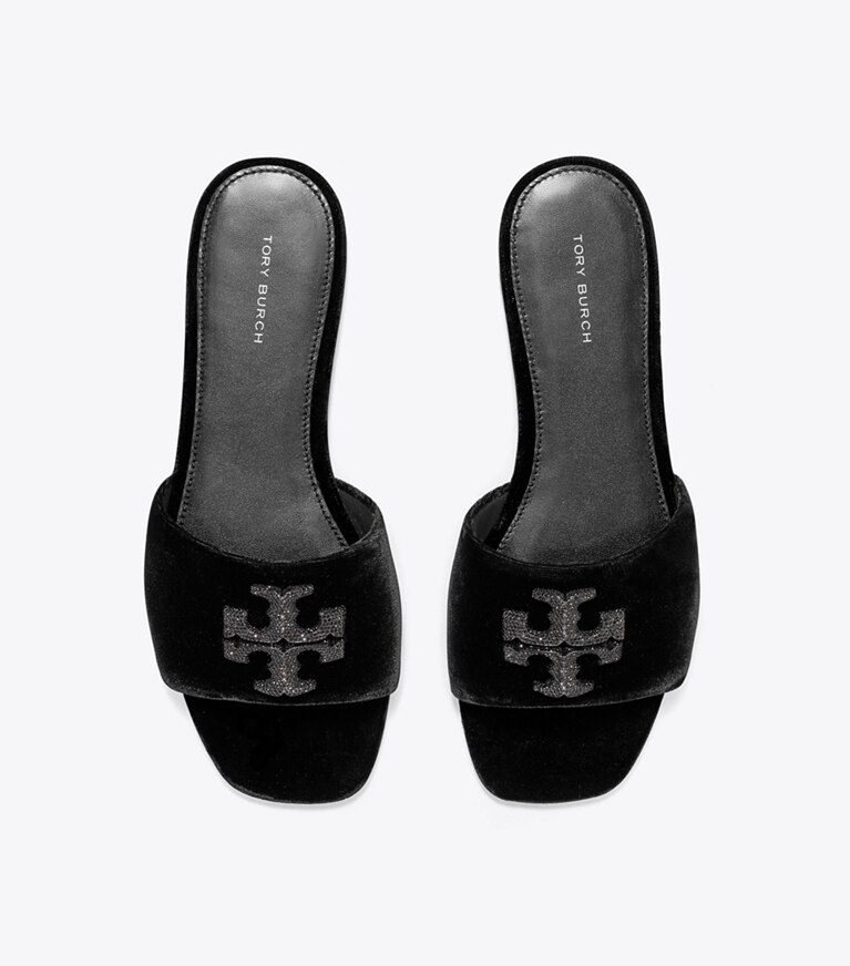 Tory Burch designer sandali Sandalo slider Eleanor con pavé in PERFECT BLACK angle