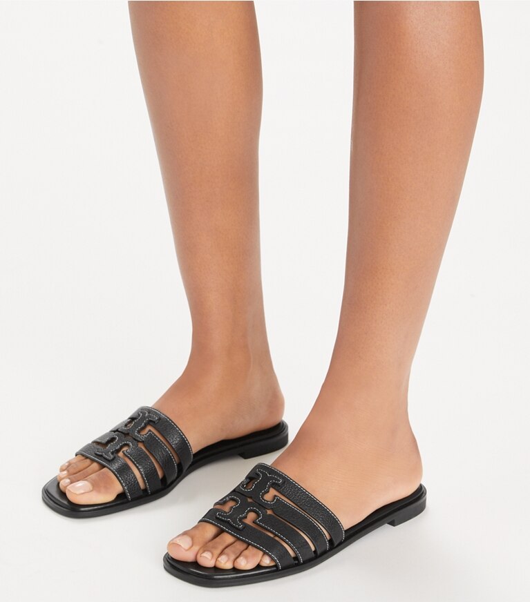 Tory Burch designer sandali Sandalo slider Ines con cinturini in PERFECT BLACK / PERFECT BLACK angle