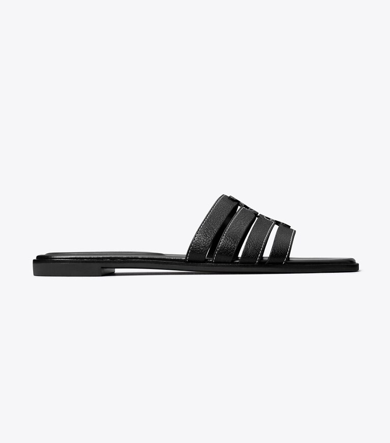 Tory Burch designer sandali Sandalo slider Ines con cinturini in PERFECT BLACK / PERFECT BLACK angle