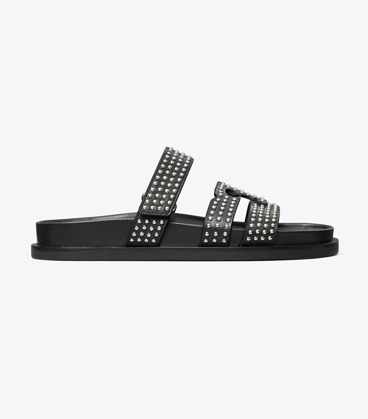 Tory Burch designer sandali Sandalo slider Ines Sport con borchie in PERFECT BLACK side