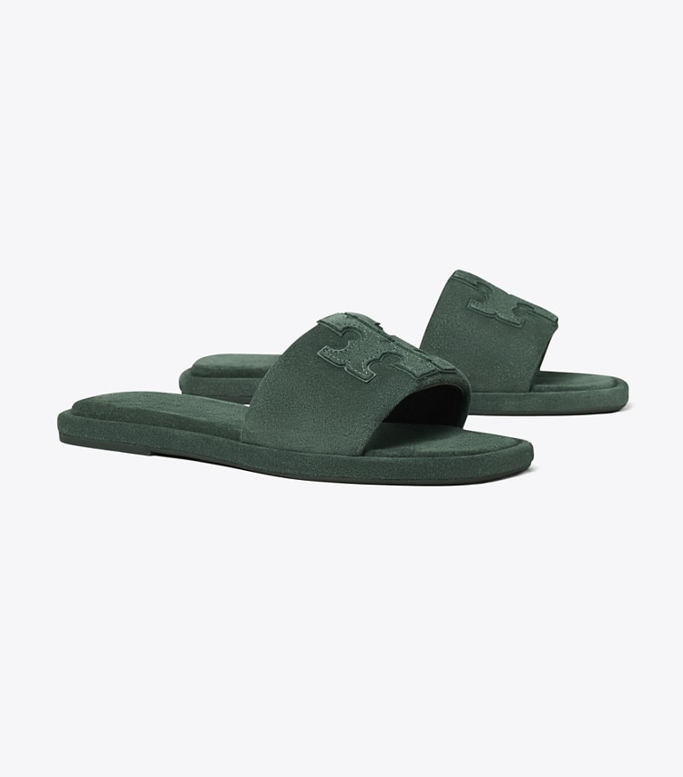 Tory Burch designer sandali Sandalo slider sportivo con doppia T in WARM TEAL / WARM TEAL angle