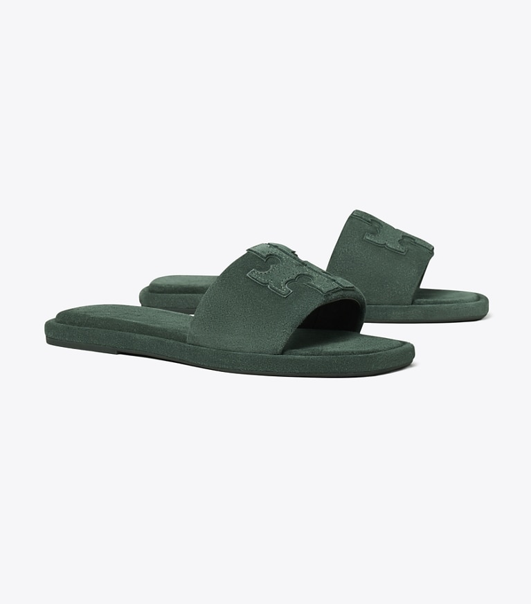 Tory Burch designer sandali Sandalo slider sportivo con doppia T in WARM TEAL / WARM TEAL angle
