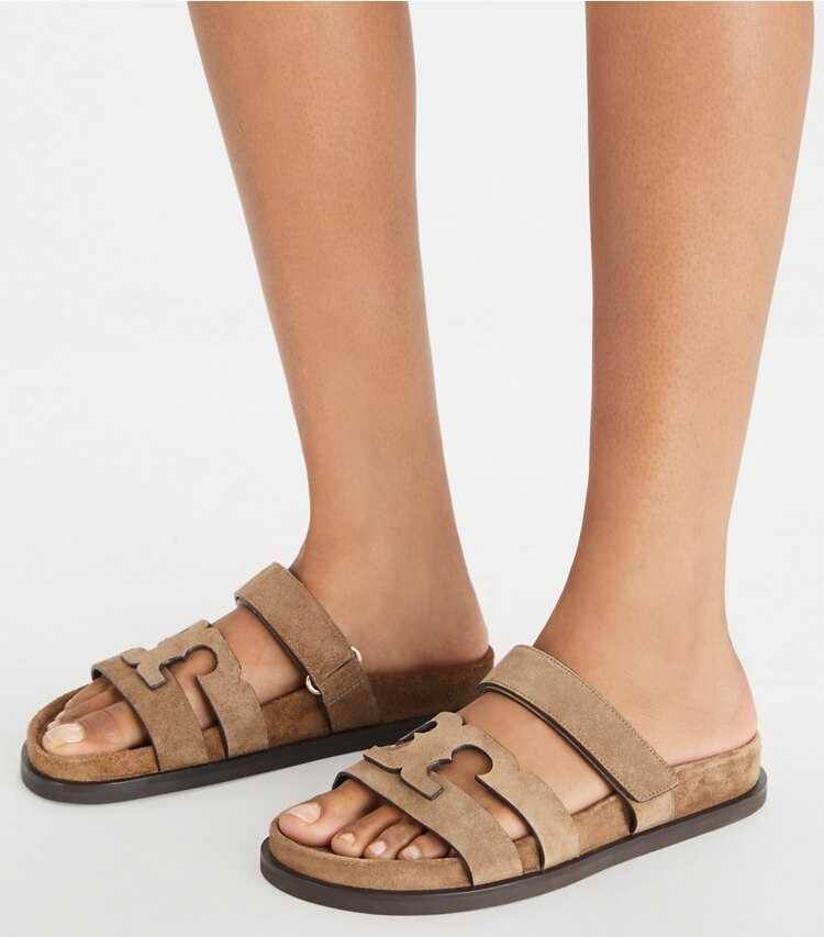 Tory Burch designer sandali Sandalo slider sportivo Ines in RIVER ROCK accessory on model