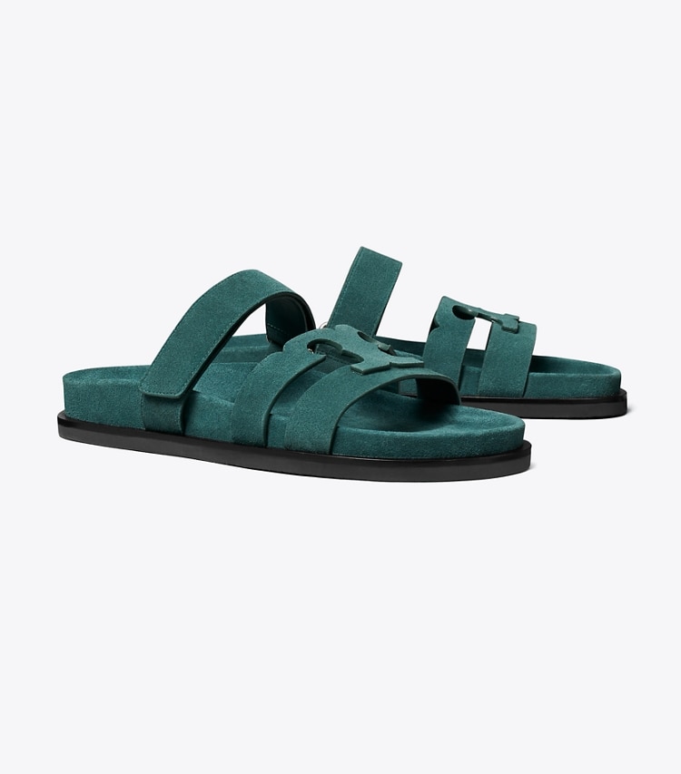 Tory Burch designer sandali Sandalo slider sportivo Ines in CEDAR GREEN angle