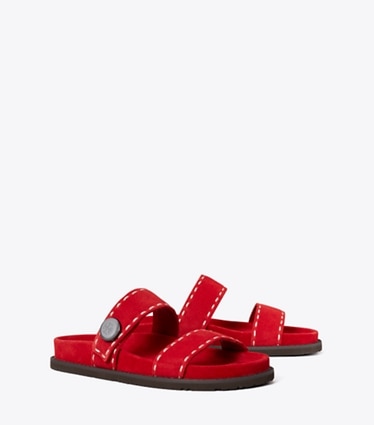 Tory Burch designer sandali Sandalo slider sportivo Romy in TOUCAN RED angle