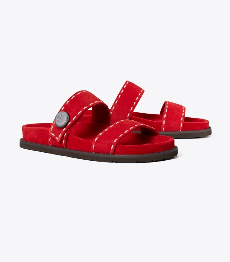 Tory Burch designer sandali Sandalo slider sportivo Romy in TOUCAN RED angle