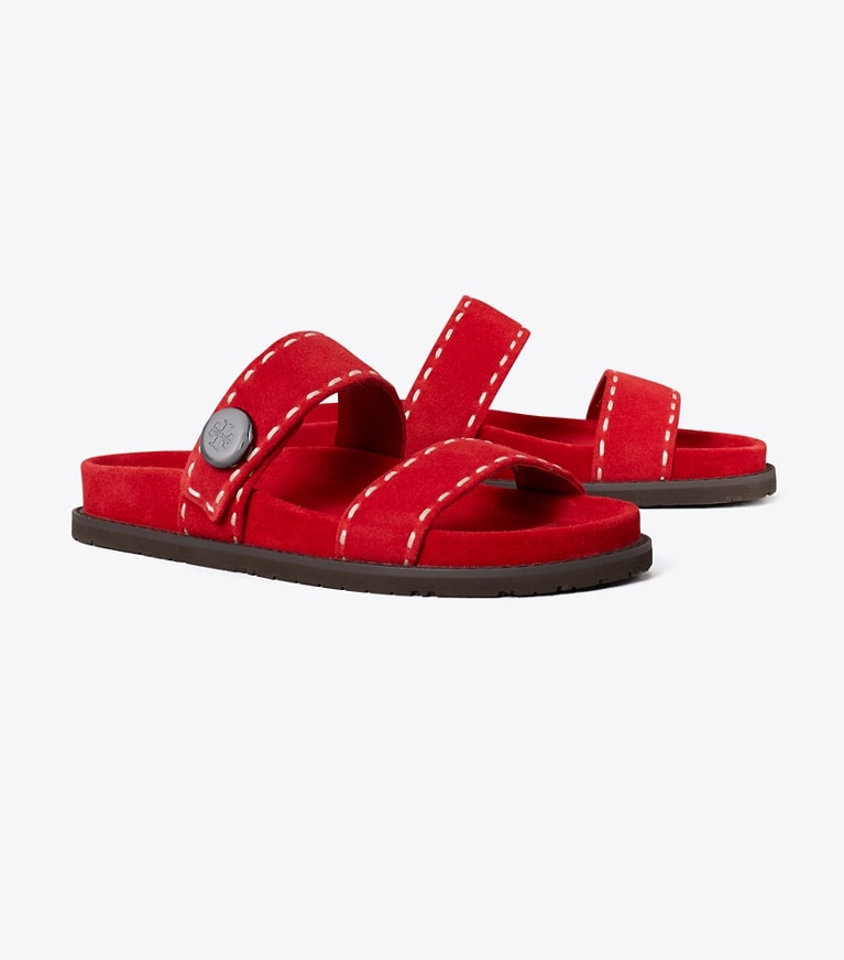 Tory Burch designer sandali Sandalo slider sportivo Romy in TOUCAN RED angle