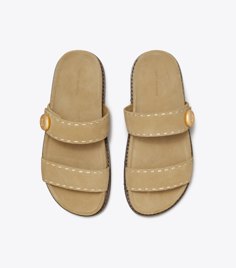 Tory Burch designer sandali Sandalo slider sportivo Romy in BUTTERSCOTCH angle