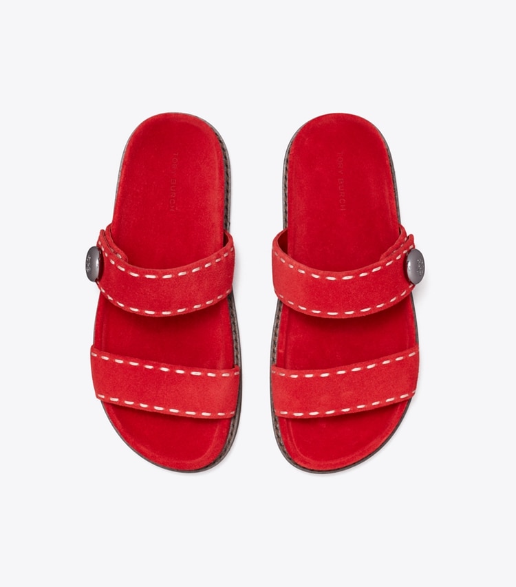 Tory Burch designer sandali Sandalo slider sportivo Romy in TOUCAN RED superiore